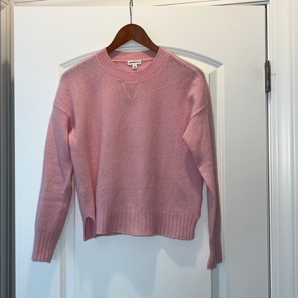 Minnie Rose Soft Pink 100% Cashmere Crew Neck Sweater